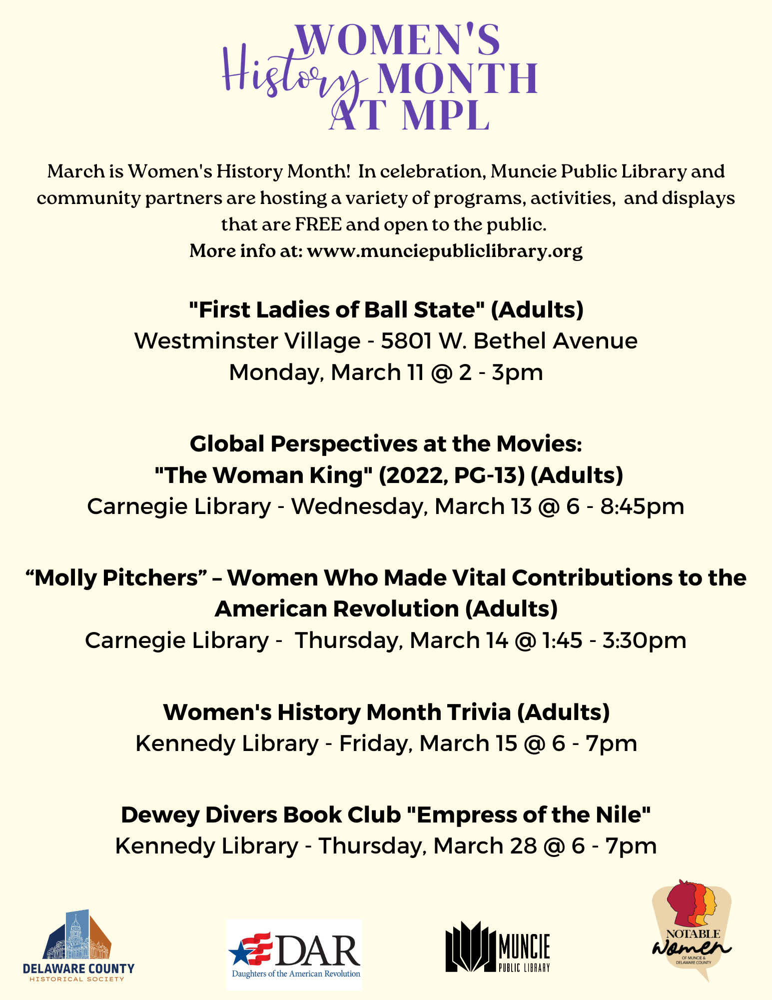 Women's History Month Events
