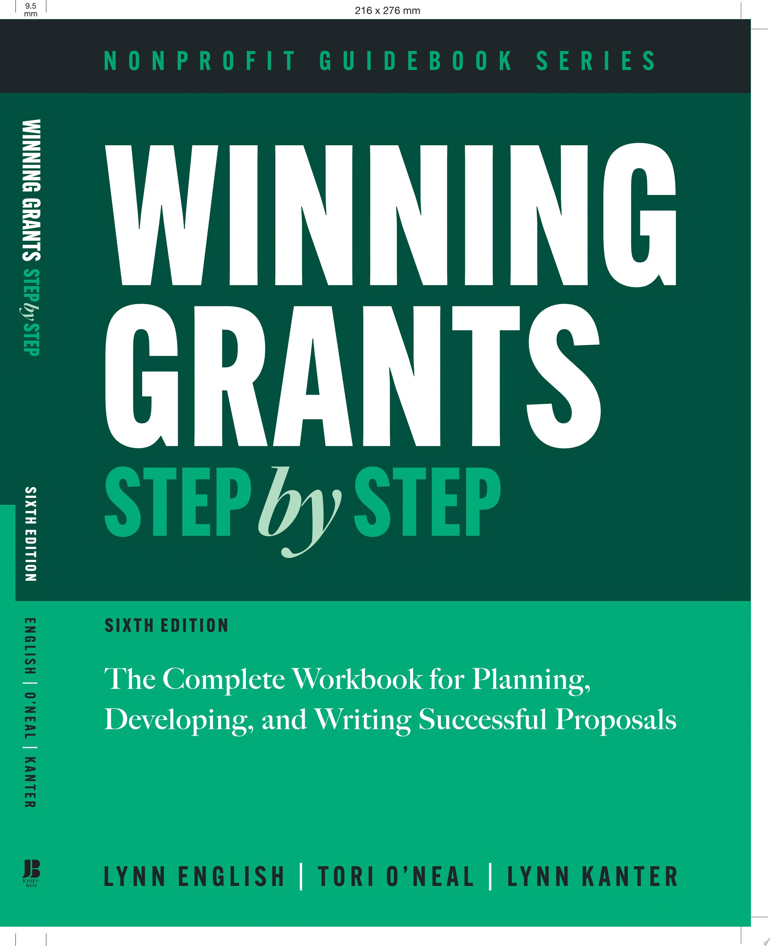 Cover art for "Winning Grants Step by Step" with two shades of green.