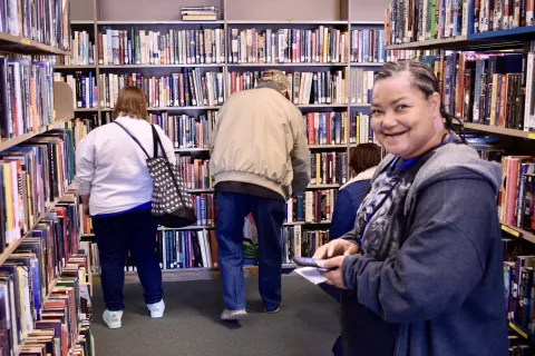 People shopping at the Friends book sale.