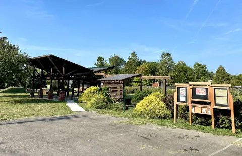 Photo of the Garden Pavilion at Maring-Hunt Library gardens.
