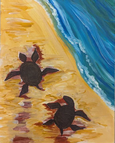Ocean's Edge, Artistic Adventures paint night at Kennedy Library