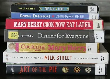 stack of cookbooks
