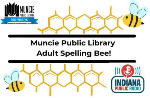 Adult Spelling Bee- Friday, September 12  5-7pm  Kennedy Library Meeting Room 1700 W. McGalliard Rd. Muncie, IN  Compete in an adult spelling bee for prizes and bragging rights! Participation & attendance is FREE, no library card required! Free refreshments provided! Call 765-747-8209 for registration/questions. 