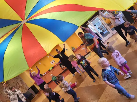Parachute play with children