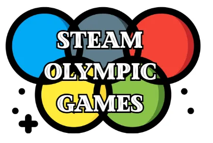 Olympic rings with the words STEAM Olympic Games