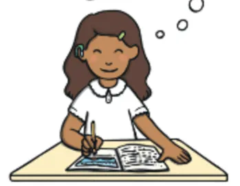 cartoon child writing in a book