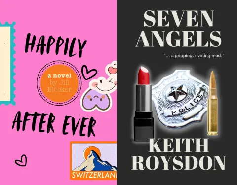 book covers for Happily After Ever by Jill Blocker and Seven Angels by Keith Roysdon