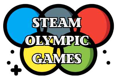 Olympic rings with the words STEAM Olympic Games