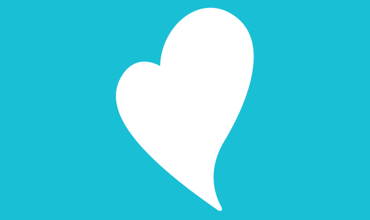 White Beanstack heart in blue square