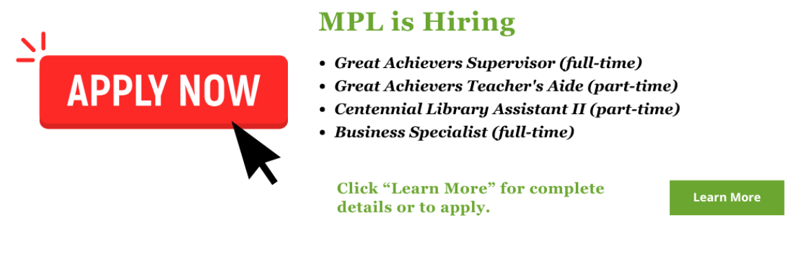 MPL is hiring. Click here to view full details or to apply. 